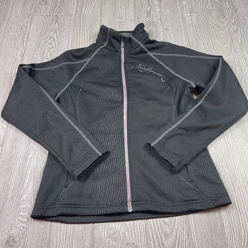 SALOMON Activewear Jacket Women's size M Black & Gray Zip Up Lightweight
